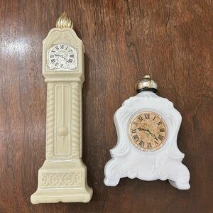 ➰Avon vintage clock perfume milk glass